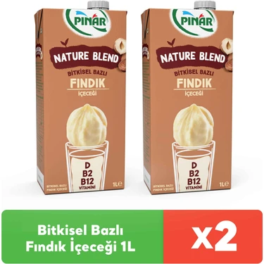 Pınar Nature Blend Bitkisel Bazlı Fındık Içeceği 1 L Vegan Laktozsuz x 2