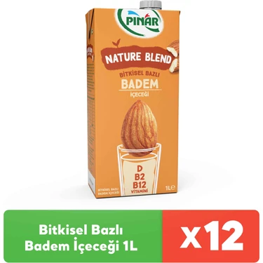 Pınar Nature Blend Bitkisel Bazlı Badem Içeceği 1 L Vegan Laktozsuz x 12