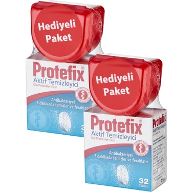 Protefix Diş Protezleri Temizleyici 32 Tablet + Protez Saklama 2'li