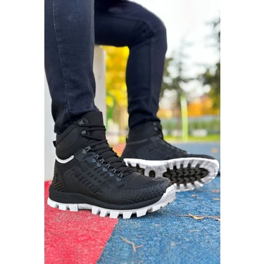 Big King Siyah Beyaz Outdoor Trekking Bot Su Geçirmez Yüksek Topuklu Erkek