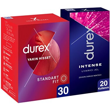 Durex Yakın Hisset İnce Prezervatif 30'lu + Durex Intense Jel 10