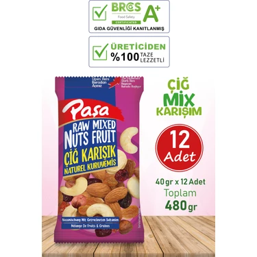 Paşa Kuruyemiş Çiğ Karışık Naturel Kuruyemiş 40 gr x 12