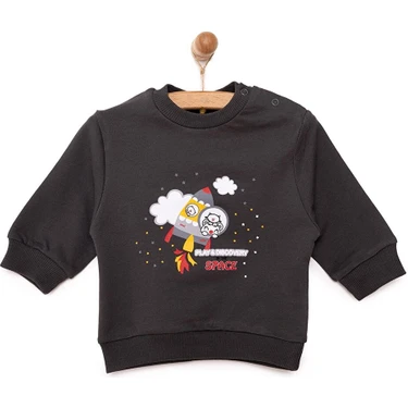 HelloBaby  Basic Az Şardonlu Aslan Desenli Sweatshirt Erkek