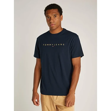 Tommy Hilfiger Tjm Reg Gold Linear Logo Tee Erkek