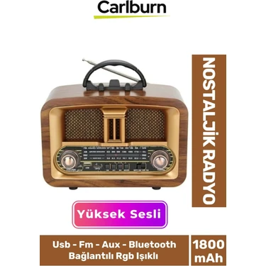 Kaliteli Yüksek Sesli Retro Şık Ahşap Bluetooth Bağlantılı Fm USB Tf Aux Şarjlı Nostaljik