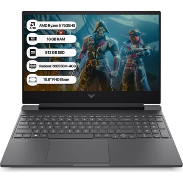 HP Victus 15-FB2028NT AMD R5 7535HS 16GB 512GB SSD RX6550M-4GB Freedos 15.6" FHD 144Hz Taşınabilir