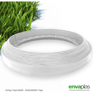 Envaplas Pratik Garden Çim Ayırıcı 25 M Esnek Beyaz Çim Sınırlayıcı Taş Toprak Ayıracı Çim Ayracı