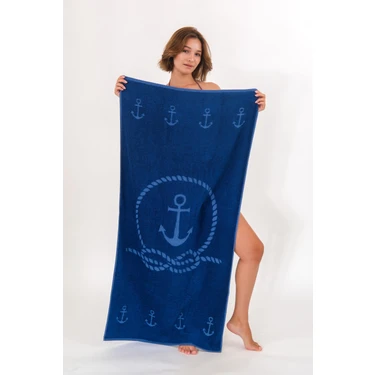 Neşe Home Collection Neşe Home Çapa Figürlü Plaj Havlusu 70x140 – %100 Pamuklu, Yumuşak ve Hızlı