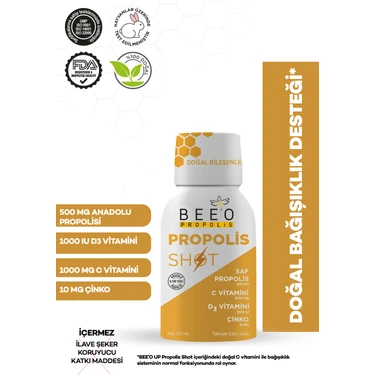 BEE'O Propolis Çinko D3+C Vitamini Shot 12