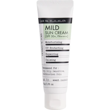 Derma Factory Hassas Ciltler İçin Hafif Dokulu Vegan Güneş Kremi - Derma Factory Mild Sun Cream Spf
