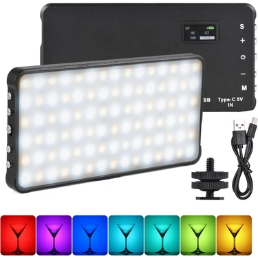 Dymax 135 Ledli Rgb Mini Mobil LED Işık 4000 Mah Taşınabilir Fotoğraf Video Kamera Youtube Tiktok