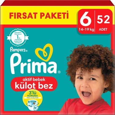 Prima Külot Bebek Bezi  6 Numara 52'li 15+ kg Fırsat