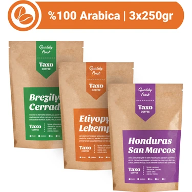 Brezilya Etiyopya Honduras 3x250gr Filtre Kahve