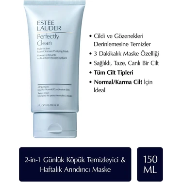 Estee Lauder Köpük Temizleyici & Arındırıcı Maske - Perfectly Clean Multi-Action Foam Cleanser 150