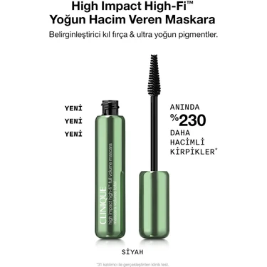 Clinique High Impact™ High-Fi™ Yoğun Hacim Veren Maskara - Ultra Siyah 10ml | Hindistan cevizi,