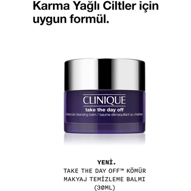 Clinique Take The Day Off™ Kömür Makyaj Temizleme Balmı 30 ml | Göz ve Yüz Makyajı, Fazla Yağı,