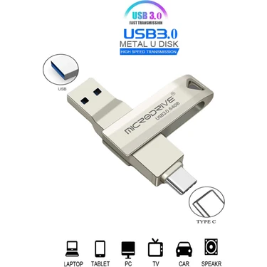 Laula 128 GB / 64 GB Type C ve USB Flash Bellek Otg Çift Giriş 3.0 2in1