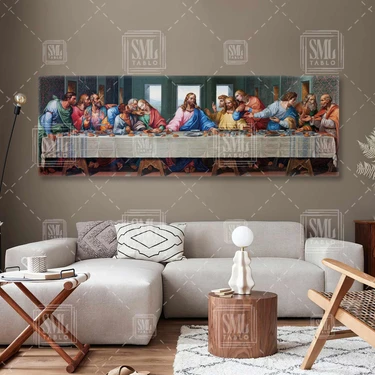 SML Tablo Da Vincinin Son Akşam Yemeği Jesus Kanvas Leonardo Da Vinci Panoramik Yatay Kanvas