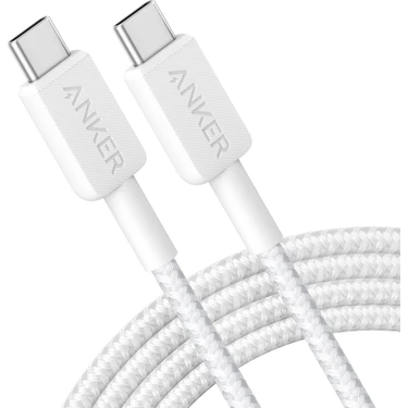 Anker 322 PowerLine USB-C to USB-C Örgülü Kablo 3ft/0.9m 60W - USB-IF - Beyaz - A81F5 (Anker