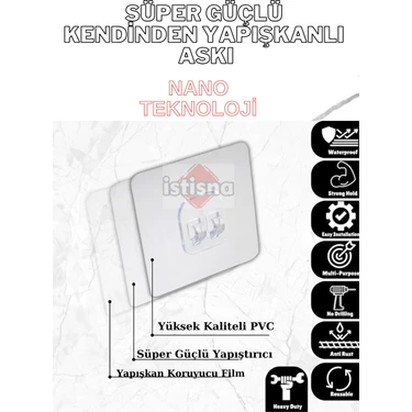 İstisna 25 Adet Süper Güçlü Şeffaf Çerçeve Askısı Lekesiz Duvar Yapışkanı Mutfak Banyo Raf Tutucu