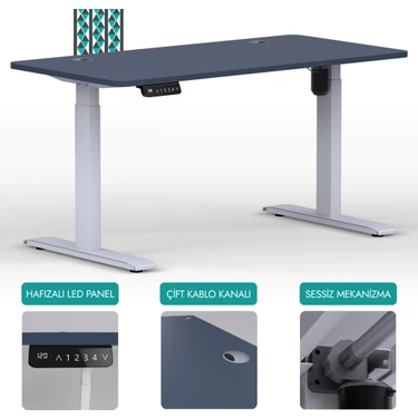 Karr Office O-Flex Tek Motorlu Elektrikli Yükseklik Ayarlı Masa - 120x60 - Pasifik