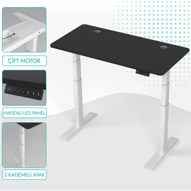 Karr Office O-Flex Duo Çift Motorlu Elektrikli Yükseklik Ayarlı Masa - 120x60 -