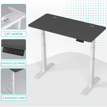 Karr Office O-Flex Duo Çift Motorlu Elektrikli Yükseklik Ayarlı Masa - 120x60 -