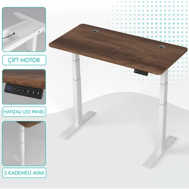 Karr Office O-Flex Duo Çift Motorlu Elektrikli Yükseklik Ayarlı Masa - 120x60 -