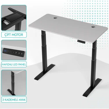 Karr Office O-Flex Duo Çift Motorlu Elektrikli Yükseklik Ayarlı Masa - 120x60 -