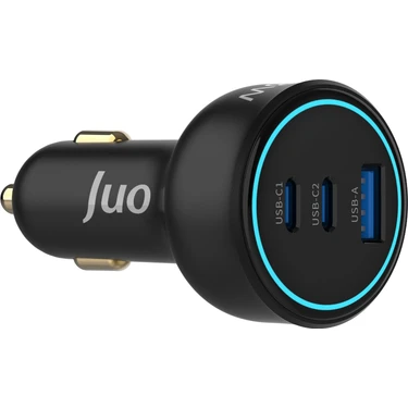 Juo 138W 3 Portlu Type-C + Usb-A Araç Şarj Aleti Pd 3.0 & Qc 4.0 Hızlı Araç Içi Şarj