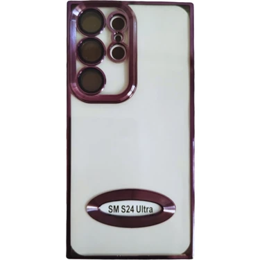 New Case Samsung S24 Ultra Kamera Korumalı Şeffaf-Mor Çerçeve