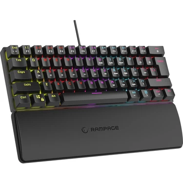 Rampage Plower K60 Mini Oyuncu Klavyesi Mekanik Klavye Bilek Destekli Blue Switch Gaming Klavye