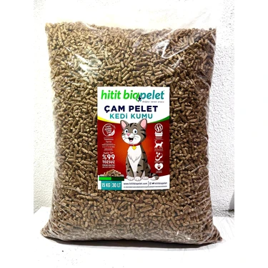 Hitit Biopelet Çam Peleti Kedi Kumu - Tozsuz, Yüksek Emici 15 KG - 30