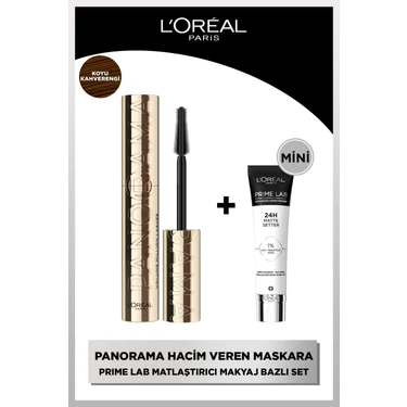 L'oréal Paris Panorama Hacim Veren Maskara Koyu Kahverengi + Prime Lab Matte