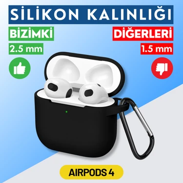 Ewec Airpods 4. Nesil Uyumlu Premium Silikon High Quality Kulaklık Kılıfı (2.5 mm