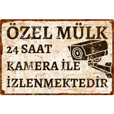 Özel Mülk 24 Saat Kamera ile Izlenmektedir Dekoratif Aüminyum Tabela -