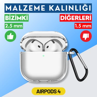 Ewec Airpods 4. Nesil Uyumlu Şeffaf Premium High Quality Kulaklık Kılıfı (2.5 mm