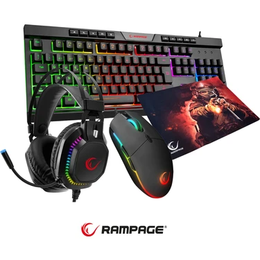 Rampage Bygamex-K2 RM-K48 Mic.kul. Rgb Makrolu Mouse 4lü Oyuncu