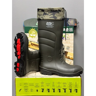 Polly Boot  Galaxy Vega Koyu Haki Uzun Boğazlı Çizme 37+6 cm ( Termal Çorap Hediyeli