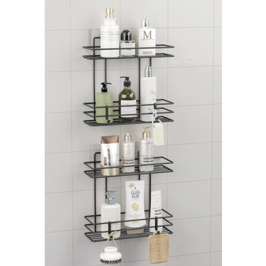 Zabata Ömür Boyu Paslanmaz Yapışkanlı 4 Katlı Banyo Rafı Duş Şampuanlık Duvar Düzenleyici Organizer
