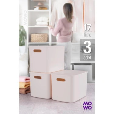 Mowo Home Retro Box Krem Renk 17 Lt Çok Amaçlı Düzenleyici Kapaklı Kutu, Saklama Kutusu, Organizer,