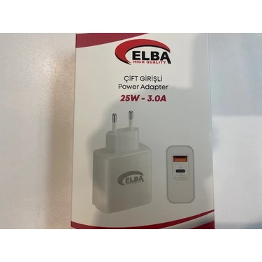 Elba ELB15 25W 3.0A Usb-A To Usb-C Çift Girişli Hızlı Şarj Akım Koruma Isıya Dayanıklı Ev Şarj