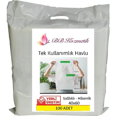 BB Kozmetik 100 Adet Tek Kullanımlık Havlu 40x60 Cm Kokusuz Düz Dokulu