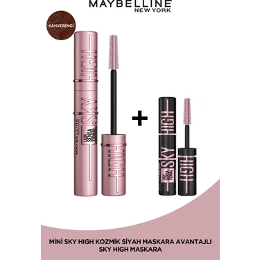 Maybelline New York Lash Sensational Sky High Kahverengi Maskara + Sky High Cosmic Mini