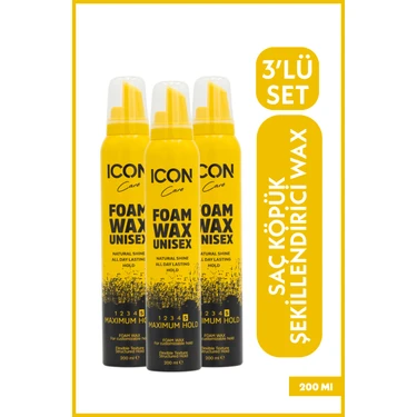 Icon Care Saç Köpük Şekillendiri Wax 200 ml Maximum Hold 3'lü