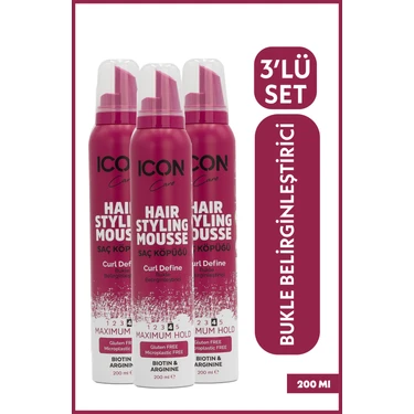 Icon Care Saç Şekillendirici Köpük 3'lü Set Bukle Belirginleştirici 200 ml Durulanmayan