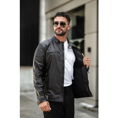 Erkek Siyah Yeni Sezon Deri Ceket Fiyatı Taksit Seçenekleri