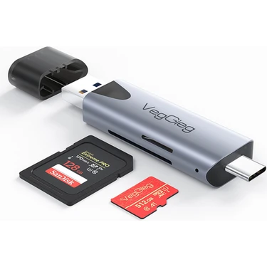 VegGieg Type-C ve USB 2.0 Sd-Microsd Tf Kart