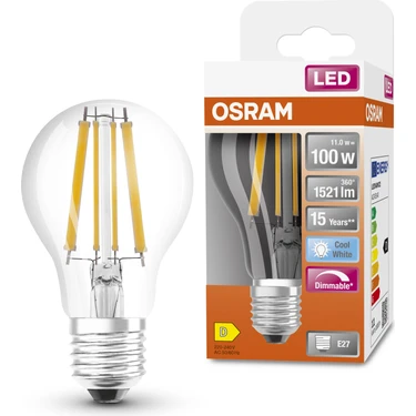 Osram LED Flament Dim 11W 4000K 1521LM E27 Duy Kırık Beyaz Işık