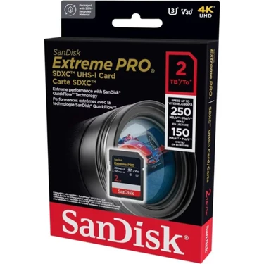 Sandisk Extreme Pro 2tb 250/150MB/S Sdxc V30 Uhs-I U3 Hafıza Fiyatı
